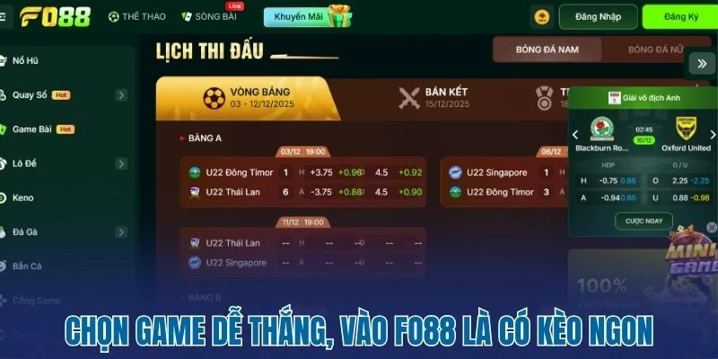 Chọn game dễ thắng, vào Fo88 là có kèo ngon