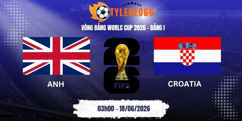 Tỷ lệ kèo nhà cái Anh vs Croatia - Bảng L World Cup 03h00 18/06/2026